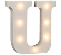 16Cm Illuminated Wooden Letter U With 7 Led Sign Message Decor Party Xmas Gift