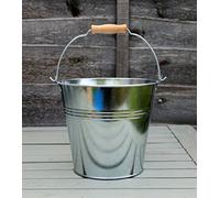 16CM METAL TIN HERB FLOWER BUCKET WITH WOODEN HANDLE POT PLANTER SWEET TREE (original zinc colour)