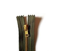 16cm Olive Zip Zipper for Trousers Jeans Handbag - No 4 Brass Closed End