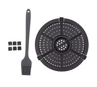 16cm Round Grill Plate Crisper Plate,Air Fryer Replacement Grill Pan,Air Fryer Grill Plate Non Stick Stainless Steel Fryer Grill Pan with Oil Brush for Kitchen