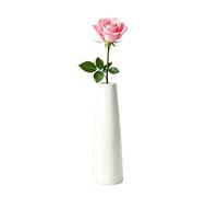 16cm Small White Conic Ceramic Bud Vase | Narrow Neck Tapered Flower Vase, Decorative Minimalist Floral Bottle for Eucalyptus, Rose, Lily, Daisy, Wedding Table