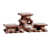 16cm Solid Wood Strange Stone Base Handicraft Ornaments Tea Set Carrier