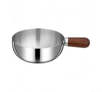 16cm Stainless Steel Saucepan Flat Bottom All Hobs(14CM) | 14cm diameter, induction ready, gas compatible, electric safe, ceramic hob use, wooden grip