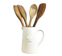 16cm Tall Off-White Emboosed Star Ceramic Kitchen Utensil Storage Pot/Decorative Jug