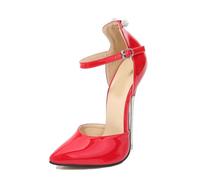 16CM Ultra-High High Heels for Women/Men/Unisex - Pointed Toe Plus Size Nightclub Pole Dance Crossdressing Shoes,Red,7 UK