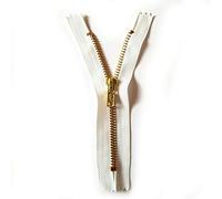 16cm White Zip Zipper for Trousers Jeans Handbag - No 4 Brass Closed End