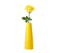 16CM Yellow Tall Cone Ceramic Flower Vase Narrow Neck Small Taper Vase for Home Wedding Table Bedroom Living Room Office Desk Decor