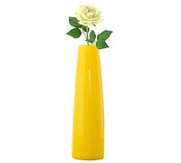 16CM Yellow Tall Conic Ceramic Flower Vase Taper Vase Table Top Small Narrow Neck Vases for Home Wedding Table Bedroom Living Room Office Desk(Flowers not included)