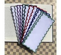 16ct Cotton aida Fabric Scalloped Edge Cross Stitch Aida Fabric Bookmark Kit,Blank aida Fabric Bookmarks to Cross Stitch, Pack of 12