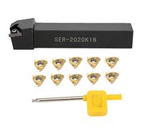 16ER AG60 Blade Insert, Lathe Turning Tool Holder Boring Bar, SER2020K16 CNC Turning Tool with 10pcs Blades and Wrench, for Semi - Finishing and Finishing in Dirty Environments