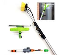 16ft-20ft-24ft Telescopic Water Fed Window Cleaning Pole, Solar Panel Conservatory Roof Cleaning, Hose Fed Squeegee Extendable Hi Reach Extended Brush Kit