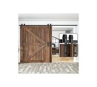 16FT/488cm Double Sliding Barn Door Kit Overlap Barn Door Hardware Sliding Door Kits,Splicing Track,Four Rollers,No Doors in It