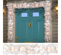 16FT/5.4M Christmas Garland with 100 LED Lights | Christmas Tree Decorations 600 Tips Christmas Decorations | Garland Fairy Lights LED, Battery Powered | Christmas Table Decoration (White)