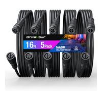 16FT (5-Pack) Waterproof Extension Cable for Philips Hue Outdoor 24V Lights - Compatible with Lily Spot, Calla Pathway, Impress Pedestal & Wall Light, Amarant - Male to Female Connector