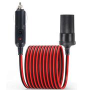 16FT/5M Car Cigarette Lighter Extension Cord, 16AWG Heavy Duty Male Plug to Female Socket Adapter with LED Indicator and 15A Fuse, for 12V/24V Trucks, Vans, RVs, Portable Equipment