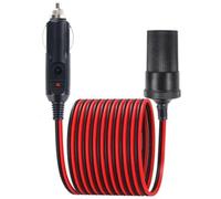 16FT/5M Car Cigarette Lighter Extension Cord, 16AWG Heavy Duty Male Plug to Female Socket Adapter with LED Indicator and 15A Fuse, for 12V/24V Trucks, Vans, RVs, Portable Equipment