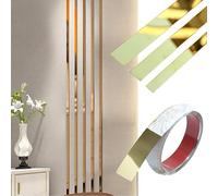 16FT/5M Gold Metalized Wall Trim Molding Peel & Stick, Stainless Steel Self Adhesive Gold Mirror Trim for Wall, Ceiling, Cabinet, Door Frame Moulding (1.5CM, Gold)