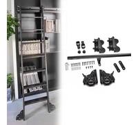 16ft Aluminum Telescopic Ladder Round Tube Design Mobile Extension for Home Library Loft Use - Pratica E Bella 500cm Track Kit for Easy Reach and Versatility
