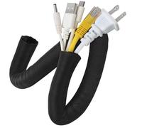 16FT Black Cable Sleeve Cover, 1/2 inch Cord Protector Wire Loom Tubing, Braided Cable Management Sleeve for TV, Computer, Home Theater, Engine Compartment Wire Protection - Prevention of Pet Chewing