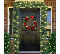 16FT Christmas Garland with Lights - Perfect for Door, Fireplace, Stairs & DIY Holiday Decor - Lush Pre-Lit Xmas Wreath for Indoor & Outdoor Use