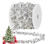 16ft Christmas Garlands Crystal Acrylic Bead Garlands, Clear Iridescent Bead Garland Twist Bead String for Christmas Tree Decoration, Rustic Crystal Garland Ornaments Home Decorations (Silver)