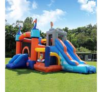 16FT Commercial PVC Bounce House Castle for Big Kids 3-12 with 1100W Blower | Double Slides/Ball Pit/Basketball Hoop, 500lbs Capacity, Ideal for birthday party outdoor backyard, 16x12x10ft
