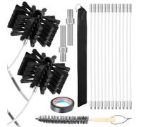 16ft Dryer Vent Cleaner Kit Dryer Cleaning Tool, Flexible Lint Brush with Drill Attachment, Duct Cleaning Kit Vent Cleaner Chimney Cleaning Brush with 12 Flexible Rods, 7.8" Brush Head