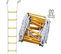 16ft Emergency Fire Escape Ladder, Portable Reusable Safety Rope Ladder for 2 Story, Quick Balcony Escape, 2000 lbs Capacity