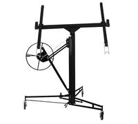 16FT Heavy Duty Drywall Lifter Plasterboard Lifter Panel Hoist Jack Tool Lifter With 4" Caster Wheels Rolling Lockable Black