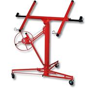 16FT Heavy Duty Drywall Lifter Plasterboard Lifter Panel Hoist Jack Tool Lifter With 4" Caster Wheels Rolling Lockable Red