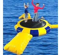 16FT Inflatable Water Park - Bounce, Swim & Jumping Platform with Slide, Tube & Diving Pillow Bag - Perfect for Summer Lake Parties and Water Fun