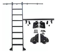 16ft Sliding Ladder Track Kit Rolling Library Black Steel Mobile Ladder Rail with Floor Roller Wheel Adjustable Length 3.3ft to 20ft Perfect for Home & Office Use