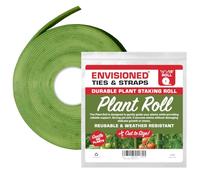 16ft x 1/2 inch Hook Loop Plant Ties Roll | ENVISIONED Multipurpose Fastening Reusable Straps | Cut-to-Length Self Gripping Fastener | Cable Management Tape (Black)