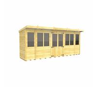 16ft x 4ft Pent Summer House - Wood - L118 x W474 x H201 cm Buttercup Farm Brown One Size