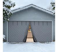 16FT x 7FT Magnetic Insulated Door Cover - Winter Thermal Blanket Waterproof Ox Fabric Gray - Energy Efficient Door Insulation for Cold Weather Protection