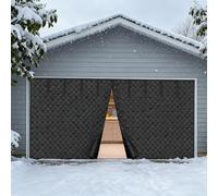 16FT x 7FT Magnetic Thermal Insulated Door Cover Waterproof Black Fabric Blanket for Winter Energy-Saving Draft Stopper Easy Install 9x9ft Size