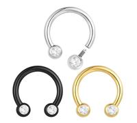 (16G 8mm) 2PCS Titanium Implant Grade Internally Threaded Nose Rings Horseshoe Circular Barbell Septum Jewelry 16G Nose Ear Piercing Jewelry Conch Helix Rook Lip Nipple Cartilage Earrings