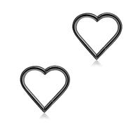 16G 8mm Black Heart Daith Piercing Jewellery 316L Surgical Steel Rook Helix Piercing Tragus Cartilage Hinged Clicker Hoop Earrings 2pcs
