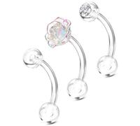16G Clear PTFE Helix Rook Piercing Jewelry Bioflex Plastic Retainer, 8mm x 4mm, Plastic, cubic zirconia