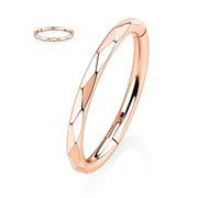 16G Conch Hoop Earrings Septum Jewellery Rose Gold Nose Ring Hoop Daith Earrings Surgical Steel Higned Segment Seamless Clicker Ring Helix Cartilage Rook Lobe Piercing Jewellery 10mm Rhombus Cut Shape
