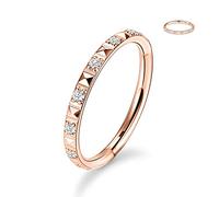 16G Conch Hoop Ring Cartilage Earrings 316L Surgical Steel Seamless Higned Segment Clicker Nose Ring Hoop Rose Gold Helix Tragus Lip Lobe Earrings Septum Daith Piercing Jewellery 6mm with CZ Pyramid