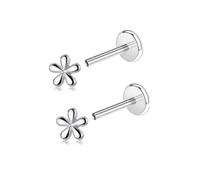 16G Cute Daisy Flower Cartilage Tragus Earring for Women Men Titanium Silver Dainty Minimalist Tiny Small Stud Threadless Push In Helix Conch Flat Back Studs Ear Piercing Jewelry (10mm)