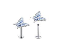 16G Dainty Butterfly Labret Cartilage Stud Earrings for Women Girls 316L Surgical Stainless Steel Crystal Cubic Zirconia Butterflies Monroe Tragus Helix Tiny Studs Lip Nose Rings Cute Medusa Piercing