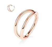 16G Double Open Stacked Daith Rings 316L Surgical Steel Septum Clicker Ring Ear Cuff Helix Clicker Hinged Ring Unisex Hoop Earrings Conch Tragus Cartilage Lip Piercing Jewellery 12mm Rose Gold