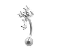 16G Eyebrow Ring 316L Stainless Steel Gold Cross CZ Tragus Cartilage Earring Stud Belly Lip Piercing Body Jewelry, Gemstone, cubic zirconia