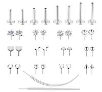 16G Flat Back Stud Earrings for Women Internal Thread Stud Piercing Jewelry | 316L, Surgical Stainless Steel, 2pcs Piercing Taper, Men, Medusa, Tragus Helix Cartilage Conch Nose
