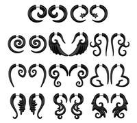 16g Graceful Tribal Spiral Fake Gauges Acrylic Ear Tapers Fake plugs Horn stud earrings (11 Pairs Mixed- styles)