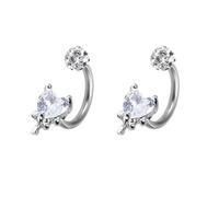 16G Heart Septum Lip Ring Horseshoe Stainless Steel Crystal Disco Ball C-Shaped Nose Lip Piercing Jewelry Dainty Cartilage Tragus Earrings Hinged Clicker Captive Bead Ring for Women (White)