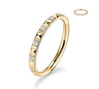 16G Higned Segment Clicker Ring Conch Hoop Cartilage Earrings 316L Surgical Steel Seamless Nose Ring Hoop Gold Helix Tragus Lip Lobe Earrings Septum Daith Piercing Jewellery 8mm with CZ Pyramid