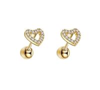 16g Hollow Heart Cartilage Small Stud Earring for Women Cute Minimalist Love Heart Tragus Helix Surgical Stainless Steel Cubic Zirconia Tiny Little Studs Ball Screw Backs Birthday Gift Her